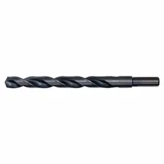 This 29/64" (0.4531") jobber-length drill bit is made from high-speed steel with a black oxide finish. The parabolic flute design promotes efficient chip evacuation in deep-hole drilling, while the 135° split point reduces walking and eliminates the need for a center punch. Suitable for general drilling in metal, wood, and plastic.