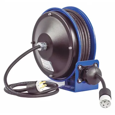 COXREELS Extension Cord Reel: Ratchet Lock, 30 ft Cord Lg, 16 AWG, SJO, 5-15R Cord Lg - Self-Retracting Cord Reels