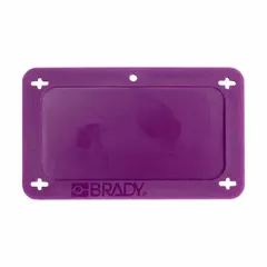 This blank valve tag is made of purple polyester and measures 3 11/16 in by 2 3/16 in with a thickness of 0.164 in. It is designed for custom identification in industrial settings, such as labeling valves, pipes, or equipment where users write or print their own text.