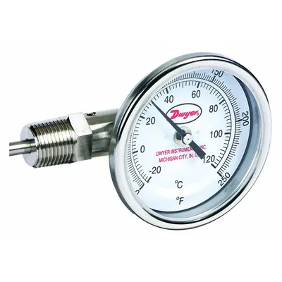 Dwyer BTLS3605D Dial Thermometer - Side- & Bottom-Mount Fixed-Angle Thread-Mount Dial Thermometers