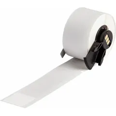 This precut label roll consists of 100 white matte self-extinguishing vinyl labels, each measuring 4 inches by 1 inch. Designed for use with the Brady M611 printer series and M61-R4310 ribbon, these labels are suitable for marking pipes, cables, and cylindrical surfaces in environments requiring flame resistance.