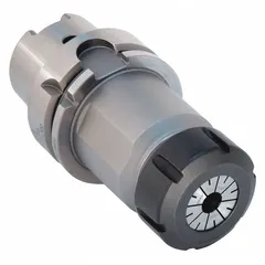 HSK ER collet chuck with HSK32A taper and ER25 collet size, 80 mm projection. Features coolant-through capability for direct cutting fluid delivery to the tool edge. Used in CNC machining centers for milling, drilling, and reaming operations requiring high clamping accuracy and rigidity.