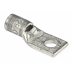 One-hole compression lug for terminating 4 AWG stranded copper wire onto a 5/16 in stud. Constructed from copper for electrical conductivity. Suitable for use in power distribution, control panels, and equipment installations.