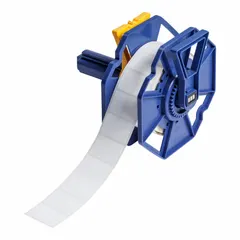 Acrylic permanent adhesive label roll with inkjet print-receptive material. Contains 1,000 precut labels measuring 1 in x 1 1/2 in. Compatible with the J7300 printer series. Used for on-demand identification and labeling of equipment, panels, and components in industrial and facility environments.