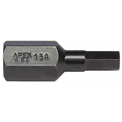 This APEX hex impact bit features a 7/32 in hex head size and a standard length of 1 3/8 in. Designed for use with impact drivers, it is suitable for driving hex fasteners in assembly, maintenance, and repair tasks.