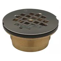 ZURN Shower Drain: Brass, Unfinished, 4 1/4 in Overall Dia, 3 1/2 in Overall Ht, Silver (MPN FD2275-BR2)