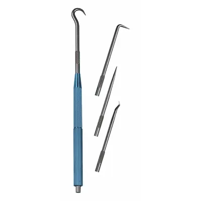 MOODY TOOL Scriber/Pick Set: ESD-Safe, 90° Angle/Curved/Straight, Round, Aluminum - Single-End Scribers