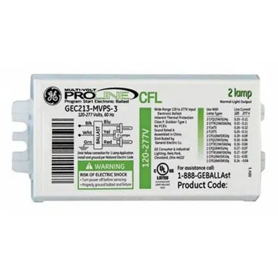 GE LAMPS GEC213-MVPS-3W Programmed Rapid Start Electronic Fluorescent Ballast - Programmed Rapid Start Electronic Fluorescent Ballasts
