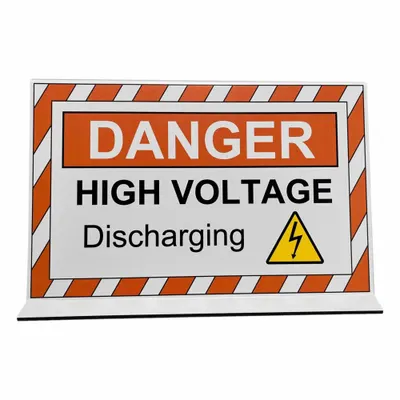 ZING Safety Sign: Plastic, Free Standing Sign Mounting, 6 1/2 in x 11 in Nominal Sign Size - Danger: High Voltage / Discharging Electric Vehicle Signs