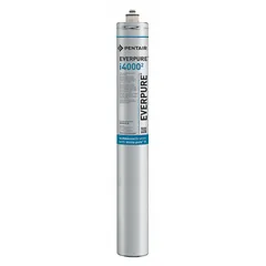 This quick-connect water filter is designed for use with ice machines and refrigerators. It utilizes polyphosphate filter media to reduce objectionable odors. The filter has a flow rate of 1.7 gpm and an overall height of 25 1/4 inches.