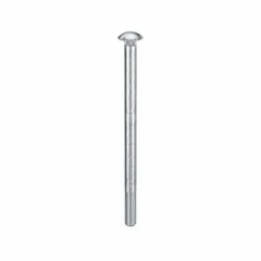 These Grade 2 steel carriage bolts feature a square neck that prevents rotation during tightening, making them suitable for fastening wood to metal or wood to wood. Each bolt has a 3/8"-16 thread size and 6-1/2" length, with a zinc-plated finish for corrosion resistance. Supplied in a 10-pack.
