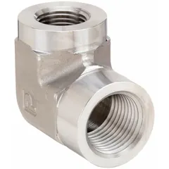 Metal Pipe Elbow: 90° Elbow, 1/2 in x 3/8 in, Female NPT Threaded x Female x NPT Threaded, 3,000 psi (MPN 1/2 X 3/8 DD-SS). Key specifications — attr1363385: 3,000 psi.