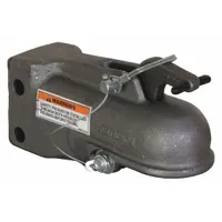 This adjustable coupler is designed for connecting a trailer to a tow vehicle in heavy-duty towing applications. Made of steel with an unfinished finish, it has a gross towing weight capacity of 15,000 lb and weighs 14 lb