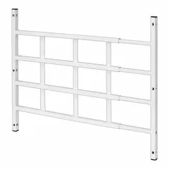 This fixed window security bar is made of carbon steel with a white finish. It has 4 bars, a height of 21 1/4 inches, and adjusts to fit window widths from 23 1/2 to 38 inches. Designed for inside mounting, it provides a barrier for windows in residential or commercial settings.