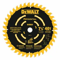DEWALT Circular Saw Blade: 7 1/4 in Blade Dia., 40 Teeth, 0.06 in Cut Wd, 5/8 in Arbor Size, Carbide (MPN DW7114PT)