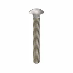 Square neck carriage bolt made from 316 stainless steel with a plain finish. Thread size 5/16"-18, length 2-1/2 inches. The square neck prevents rotation during tightening. Commonly used for fastening metal to wood or metal in environments requiring corrosion resistance. Sold in a pack of 5.