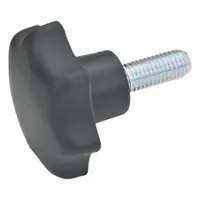 JW WINCO Hand Knobs; Star Knobs: 7 Point, Plastic w/ Steel Thread, 3/8"-16 Thread, 2.17 in Thread Lg (MPN 6336.4-ST-50-3/8X16-55)