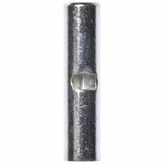 Non-insulated butt splice connector for joining two wires end-to-end. Suitable for wire sizes 16 AWG to 14 AWG, rated 600 V. Pack quantity of 1,000. Bare design allows for custom insulation or use in confined spaces.