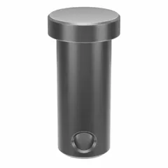 This standard clevis pin has a 7/16 in diameter and 1 in shank length, made of plain steel. Supplied in a 10-pack, it is used in mechanical linkage applications to connect a clevis to a rod or other component, providing a pivot point in assemblies.