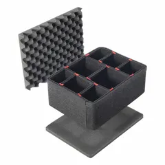 Set of two 7 3/4 in x 31 1/4 in foam inserts with 1/2 in thickness. Steel U-pin construction allows secure placement within cases. Used for organizing and protecting equipment during transport in industrial and field-service settings.