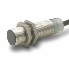 Shielded inductive cylindrical proximity sensor with built-in 4-pin M12 connector. Features 3 wires and normally open (NO) output. Rated for DC supply voltage 6-48V DC. Used for non-contact detection of metal objects in industrial automation, packaging, and material handling applications.