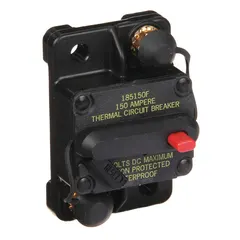This VELVAC Type III Hi-Amp Circuit Breaker is rated for 30V DC with an interrupt rating of 3 kA at 30V DC. It features blade terminal connections and a flush-mount design for overcurrent protection in DC electrical systems. Typical applications include heavy-duty vehicles, trucks, buses, and off-road equipment.