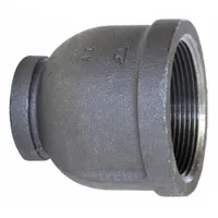 Medium-pressure threaded pipe fitting for connecting pipes of different sizes. Made of malleable iron, rated for 300 psi at 150°F. Suitable for steam, water, gas, and oil lines in industrial plumbing and HVAC systems