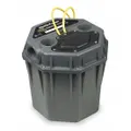 High-temp sink drain pump system with 5.5-gallon capacity, 1/2 hp motor, 208/230V AC, and 46 gpm flow rate at 10 feet of head. Includes piggyback tether float switch and top discharge. Used for pumping wastewater from sinks, laundry trays, and similar fixtures to overhead sewer lines.