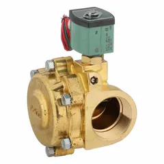 This 2-way, 2-position normally open solenoid valve features a 2 in pipe size and operates on 220V AC/240V AC. Its watertight, high-flow design is suited for liquid or gas control in industrial piping systems, including process automation, irrigation, and fluid handling applications.