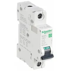 1-pole C-curve supplementary protector rated 4A, 240/415V AC and 60V DC, with 14kA interrupting capacity at 120/240V AC. Screw clamp terminals. UL1077 listed for branch circuit and equipment protection in control panels, HVAC, and machinery applications.