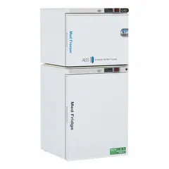 This pharmacy refrigerator-freezer provides 5.2 cu ft of refrigerator capacity for storing temperature-sensitive medications, vaccines, and biological samples. It features a swing solid door with a right hinge and auto defrost. Suitable for clinical and laboratory cold storage applications.