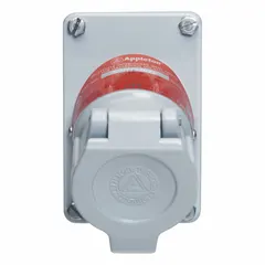 One-gang GFCI receptacle rated 125V AC and 20 A with 3-pole, 2-wire configuration. Provides ground-fault protection for electrical outlets in industrial and commercial settings where wet or hazardous conditions may be present.