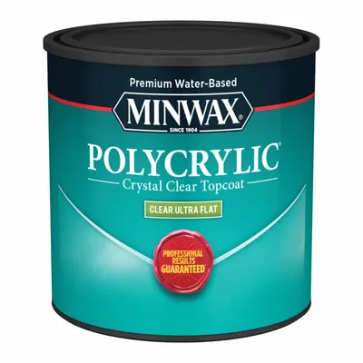 MINWAX Polycrylic Interior Water-Based Varnish, Ultra-Flat Clear, 0.5 pt - Wood Sealers & Finishes