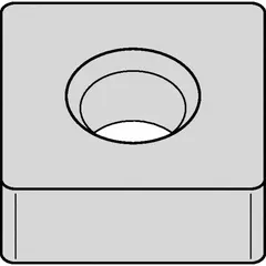 Square negative insert with GEO flat top geometry for general-purpose turning and facing. Designed for light to medium machining on steel, stainless steel, and cast iron. The flat-top cutting edge reduces forces and improves surface finish. Use in standard toolholders for industrial manufacturing.