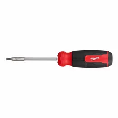 Combination multi-bit screw and nut driver with 13 tips including Nut Driver, Phillips, Slotted, Square, and Torx (T25). Magnetic tip retains bits during fastening tasks. Suitable for general assembly, maintenance, and electrical work.