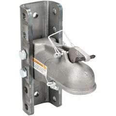 This adjustable coupler is designed for connecting a trailer to a tow vehicle. Constructed from steel with an unfinished finish, it has a gross towing weight capacity of 10,000 lb and is classified as Type IV. Suitable for heavy-duty hauling applications.