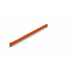 This teardrop pallet rack step beam is designed for use in teardrop-style pallet racking systems. It measures 144 inches in length, 2 1/2 inches in height, and 6 inches in depth, with a roll-formed construction and orange finish. The beam provides a horizontal shelf for supporting palletized loads in warehouses and distribution centers.