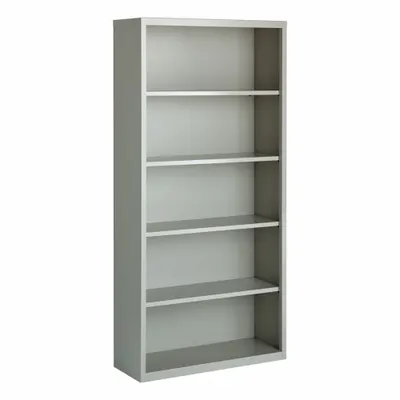 HIRSH Bookcase: Gray, Steel, 72 in Overall Ht, 34 1/2 in Overall Wd, 13 in Overall Dp - Stationary Bookcases