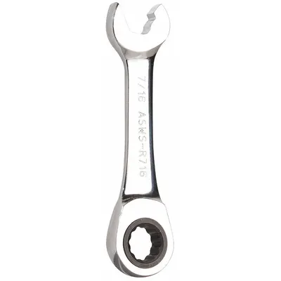 JONARD TOOLS Combination Wrench: Alloy Steel, Chrome, 7/16 in Head Size - SAE 12-Point Ratcheting Combination Wrenches