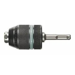 This chuck adapter converts an SDS-Plus rotary hammer to accept standard 1/2-inch keyless drill bits. It has an overall length of 4 1/2 inches and is used for drilling in concrete, masonry, and wood.
