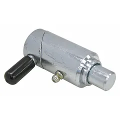 This zinc-plated plunger pin is used for securing or aligning mechanical assemblies in fleet and vehicle maintenance. It is commonly applied in trailer hitches, tailgates, and other heavy-duty equipment requiring a quick-release pin. Overall length is 3 5/16 in, overall width is 3 in.
