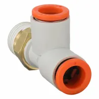 SMC Push-Fit Tee Fitting: 1/4 in Pipe x 5/16 in OD x 5/16 in OD x 1/4 in Pipe Size, White (MPN KQ2Y09-02AS)
