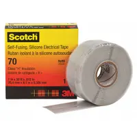 3M Electrical Tape: 1 in Wd, 10 yd Lg, 12 mil Thick, Silicone Coated Cloth, Indoor, Gray, 70