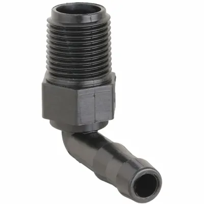 BANJO Barbed Hose Fitting: For 1/4 in Hose I.D., Hose Barb x NPT, 1/4 in x 1/4 in Fitting Size - Polypropylene Multipurpose (Air, Water, Chemical) Rigid Barbed Hose Fittings