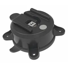 This wall-mount receiver is designed for use with retractable belt barriers to create temporary crowd control lanes or area delineation. It features a magnetic wall mount and suction cup for quick installation on smooth surfaces. Overall height is 1 inch.