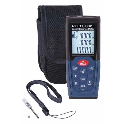 REED INSTRUMENTS Laser Distance Meter,328ft: Inch/Metric, 1 7/8 in – 328 ft, ± 0.0018 in/ft - Indoor-Outdoor Laser Distance Meters