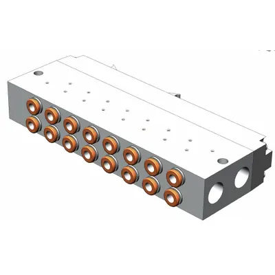 SMC Valve Manifold: 8 Ports, Side Port, 0.12 Coefficient of Volume (Cv), Aluminum - SMC SYJ Series Manifolds & Bases