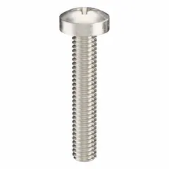 Pan head machine screw with M2.5x0.45 thread, 14 mm length, and Phillips #1 drive. Made from 18-8 stainless steel with plain finish. Supplied in a 100-piece pack. Suitable for fastening components in precision assemblies, electronics enclosures, and light machinery where corrosion resistance is required.