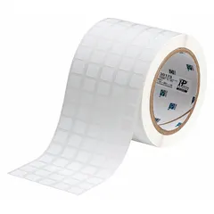 This precut label roll is made of destructible tamper-indicating material that leaves permanent evidence of removal. Each label measures 7/16 in x 1/2 in and is white with a matte finish. Designed for use with THT printer series. Commonly used for asset identification, warranty seals, and access control applications.