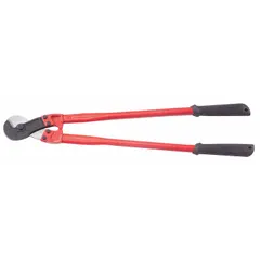 This shear-type cable cutter is designed for cutting electrical and data cables. The 24-inch overall length and steel handle provide leverage for clean cuts on copper and aluminum conductors in industrial, commercial, and utility applications.